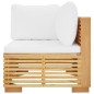 Garten-Ecksofa mit Creme Kissen Massivholz Teak Garten-Ecksofa mit Creme Kissen Massivholz Teak
