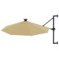 vidaXL Sonnenschirm Wandmontage mit LEDs und Metallmast 300 cm Taupe vidaXL Sonnenschirm Wandmontage mit LEDs und Metallmast 300 cm Taupe