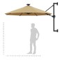 vidaXL Sonnenschirm Wandmontage mit LEDs und Metallmast 300 cm Taupe vidaXL Sonnenschirm Wandmontage mit LEDs und Metallmast 300 cm Taupe
