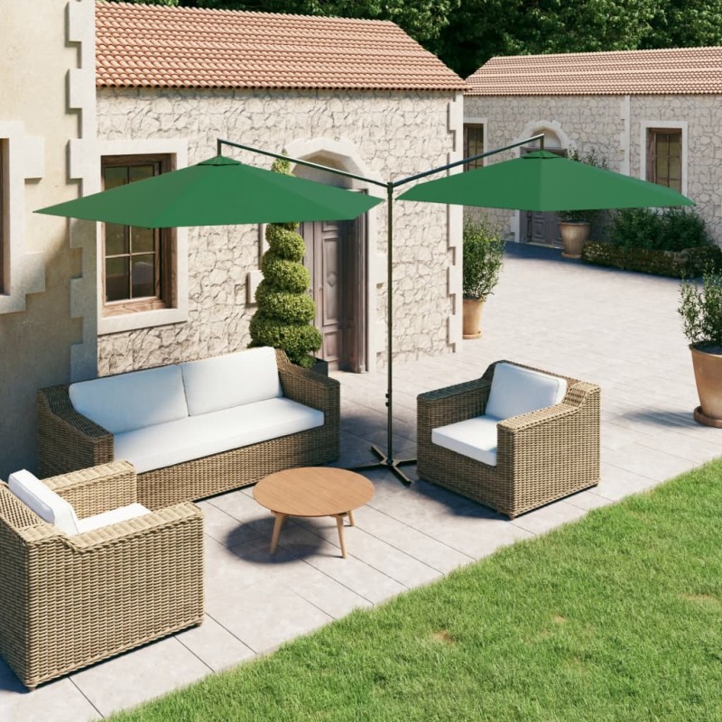 vidaXL Doppel-Sonnenschirm mit Stahlmast Grün 600 cm vidaXL Doppel-Sonnenschirm mit Stahlmast Grün 600 cm