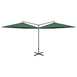 vidaXL Doppel-Sonnenschirm mit Stahlmast Grün 600 cm