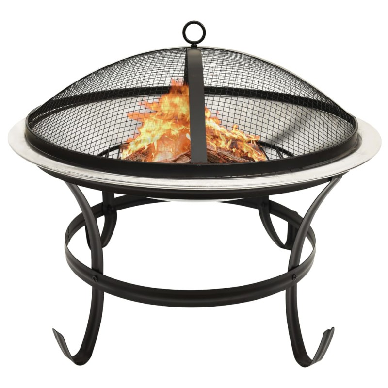 vidaXL 2in1 Feuerschale und Grill mit Schürhaken 56x56x49 cm Edelstahl vidaXL 2in1 Feuerschale und Grill mit Schürhaken 56x56x49 cm Edelstahl