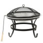 vidaXL 2in1 Feuerschale und Grill mit Schürhaken 56x56x49 cm Edelstahl vidaXL 2in1 Feuerschale und Grill mit Schürhaken 56x56x49 cm Edelstahl