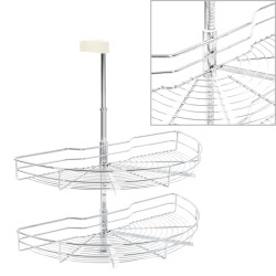vidaXL 2-stufiger Küchen-Drahtkorb Silbern 180 Grad 75x38x80 cm