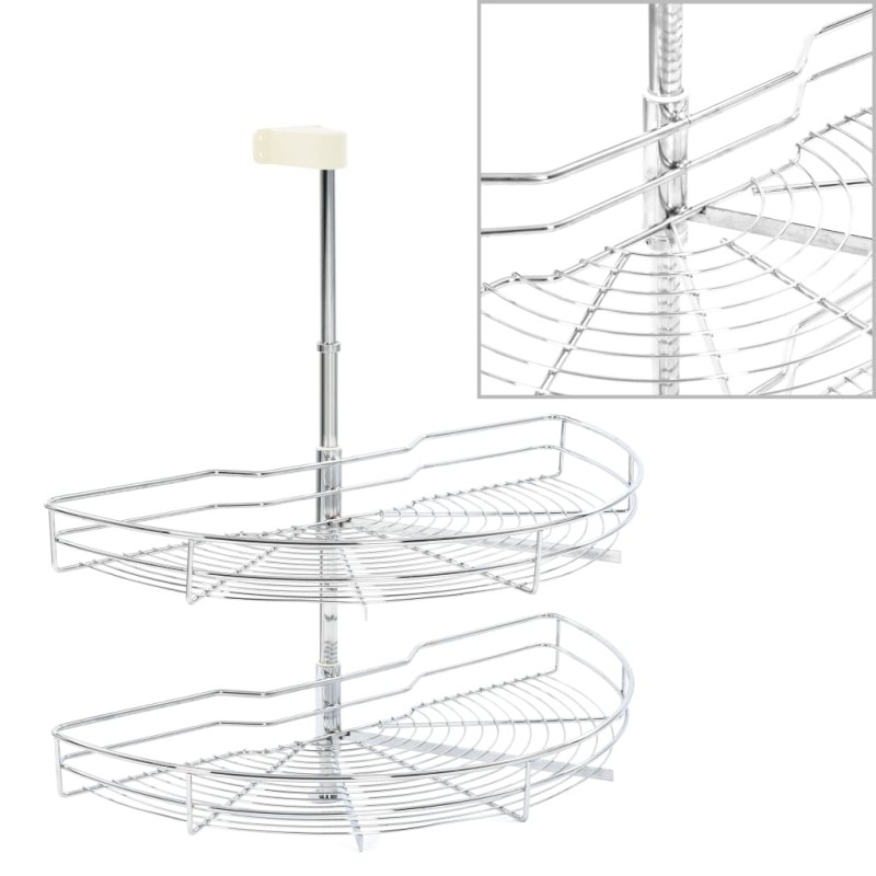 vidaXL 2-stufiger Küchen-Drahtkorb Silbern 180 Grad 75x38x80 cm vidaXL 2-stufiger Küchen-Drahtkorb Silbern 180 Grad 75x38x80 cm