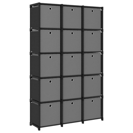 vidaXL Würfel-Regal mit Boxen 15 Fächer Schwarz 103x30x175,5 cm Stoff 