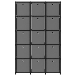 vidaXL Würfel-Regal mit Boxen 15 Fächer Schwarz 103x30x175,5 cm Stoff 