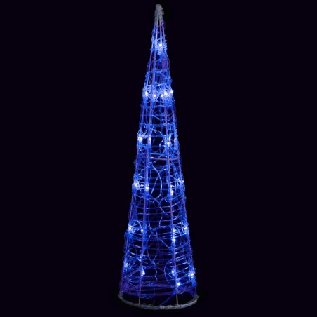vidaXL LED-Kegel Acryl Weihnachtsdeko Pyramide Blau 60 cm