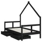 vidaXL Kinderbett mit Schubladen Schwarz 80x160 cm Massivholz Kiefer vidaXL Kinderbett mit Schubladen Schwarz 80x160 cm Massivholz Kiefer