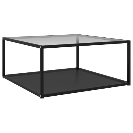 vidaXL Couchtisch Transparent und Schwarz 80x80x35 cm Hartglas