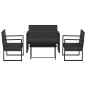 4-tlg. Garten-Lounge-Set mit Kissen Schwarz Poly Rattan 4-tlg. Garten-Lounge-Set mit Kissen Schwarz Poly Rattan