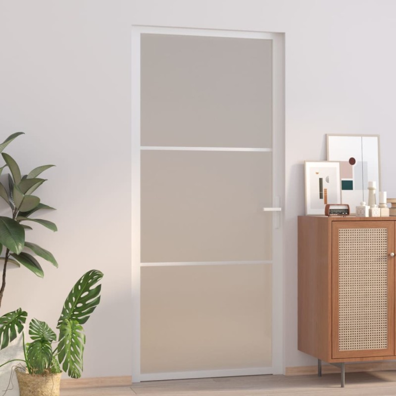 vidaXL Innentür 93x201,5 cm Weiß Mattglas und Aluminium vidaXL Innentür 93x201,5 cm Weiß Mattglas und Aluminium