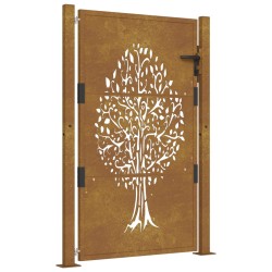 vidaXL Gartentor 105x155 cm Cortenstahl Baum-Design