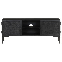 vidaXL TV-Schrank Schwarz 115x30x46 cm Massivholz Mango