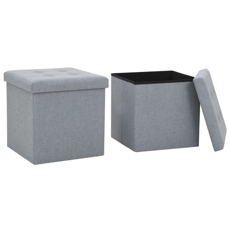 Hocker mit Stauraum 2 Stk. Hellgrau Leinenoptik Hocker mit Stauraum 2 Stk. Hellgrau Leinenoptik