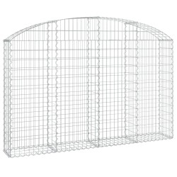 vidaXL Gabione mit Hochbogen 200x30x120/140 cm Verzinktes Eisen