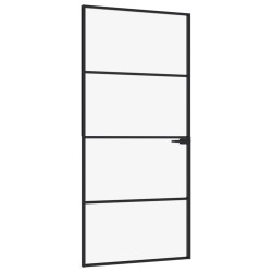 vidaXL Innentür Schwarz 93x201,5 cm Hartglas & Aluminium Schlank