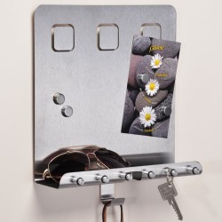 HI Schlüsselboard mit Memoboard Silbern 28,5x25x8 cm 