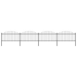 Gartenzaun mit Speerspitzen Stahl (1,25 - 1,5) x 6,8 m Schwarz