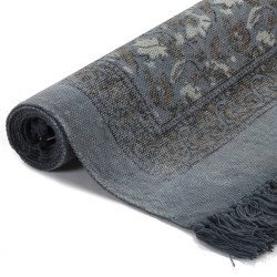 vidaXL Kelim-Teppich Baumwolle 160x230 cm mit Muster Grau