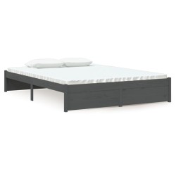 vidaXL Massivholzbett Grau 135x190 cm
