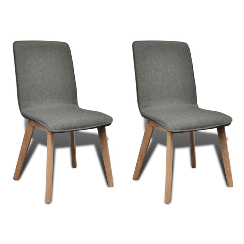 vidaXL Esszimmerstühle 2 Stk. Hellgrau Stoff und Massivholz Eiche vidaXL Esszimmerstühle 2 Stk. Hellgrau Stoff und Massivholz Eiche