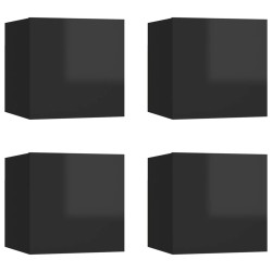vidaXL TV-Wandschränke 4 Stk. Hochglanz-Schwarz 30,5x30x30 cm