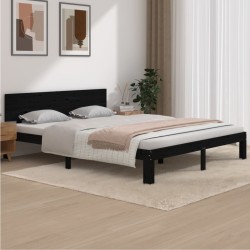 vidaXL Massivholzbett Schwarz Kiefer 160x200 cm
