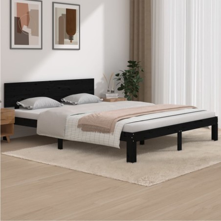 vidaXL Massivholzbett Schwarz Kiefer 160x200 cm