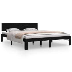 vidaXL Massivholzbett Schwarz Kiefer 160x200 cm