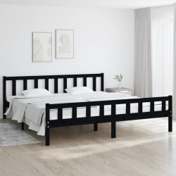 vidaXL Massivholzbett Schwarz 180x200 cm