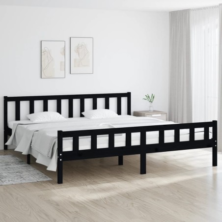 vidaXL Massivholzbett Schwarz 180x200 cm