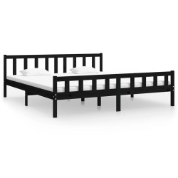 vidaXL Massivholzbett Schwarz 180x200 cm