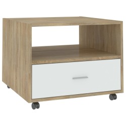 vidaXL Couchtisch Weiß Sonoma-Eiche 55x55x40 cm Holzwerkstoff 