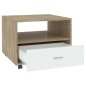 vidaXL Couchtisch Weiß Sonoma-Eiche 55x55x40 cm Holzwerkstoff vidaXL Couchtisch Weiß Sonoma-Eiche 55x55x40 cm Holzwerkstoff