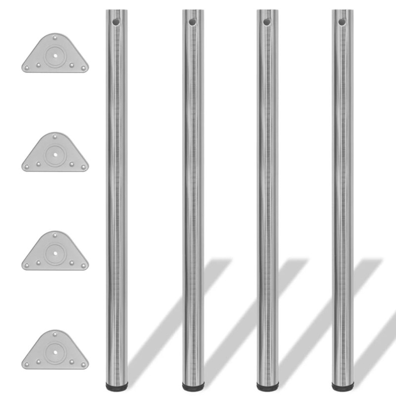 4 höhenverstellbare Tischbeine Nickel gebürstet 1100 mm 4 höhenverstellbare Tischbeine Nickel gebürstet 1100 mm