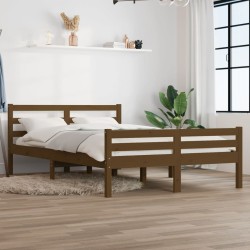 vidaXL Massivholzbett Honigbraun 135x190 cm