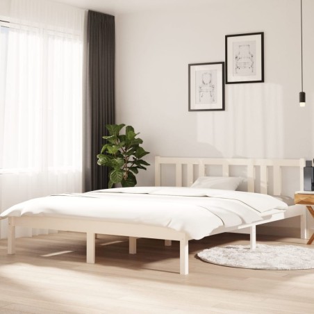 vidaXL Massivholzbett Weiß 150x200 cm