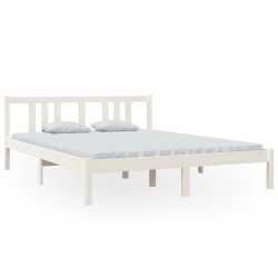 vidaXL Massivholzbett Weiß 150x200 cm