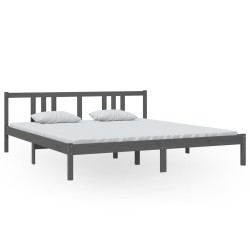 vidaXL Massivholzbett Grau 180x200 cm