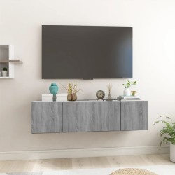 vidaXL TV-Wandschrank Grau Sonoma 2 Stk. 60x30x30 cm Holzwerkstoff