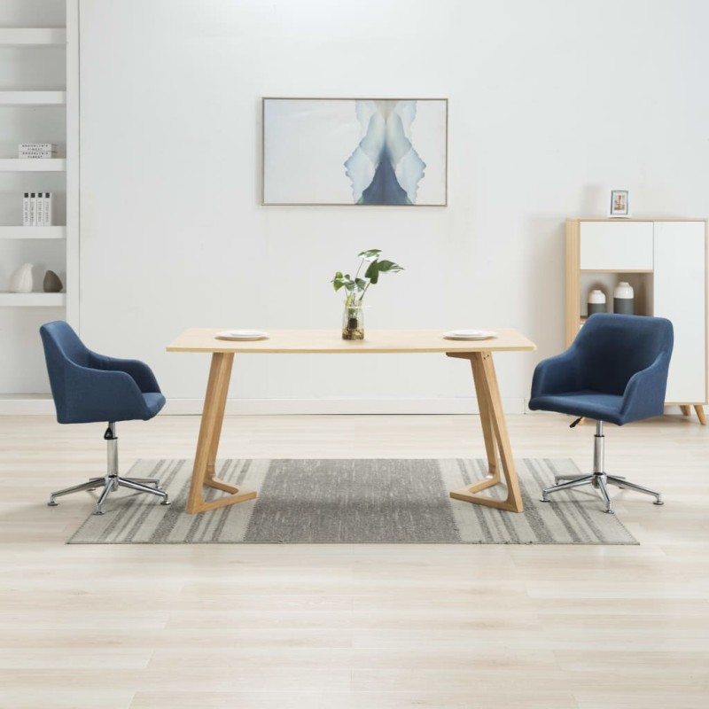 Esszimmerstühle Drehbar 2 Stk. Blau Stoff Esszimmerstühle Drehbar 2 Stk. Blau Stoff