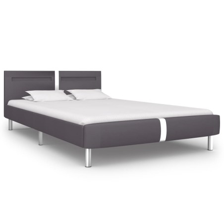 Bettgestell mit LED Grau Kunstleder 120 x 200 cm