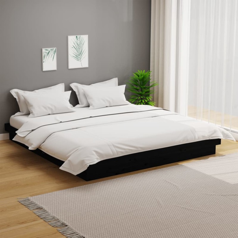 vidaXL Massivholzbett Schwarz 160x200 cm vidaXL Massivholzbett Schwarz 160x200 cm