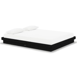 vidaXL Massivholzbett Schwarz 160x200 cm
