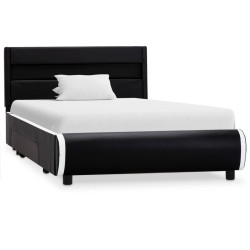 Bettgestell mit LED Schwarz Kunstleder 100x200 cm