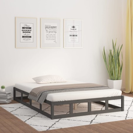 vidaXL Massivholzbett Grau 120x200 cm