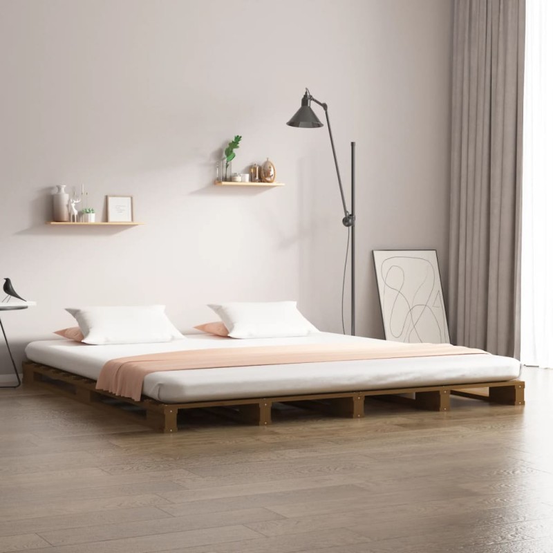 vidaXL Palettenbett Honigbraun 120x190 cm Massivholz Kiefer vidaXL Palettenbett Honigbraun 120x190 cm Massivholz Kiefer