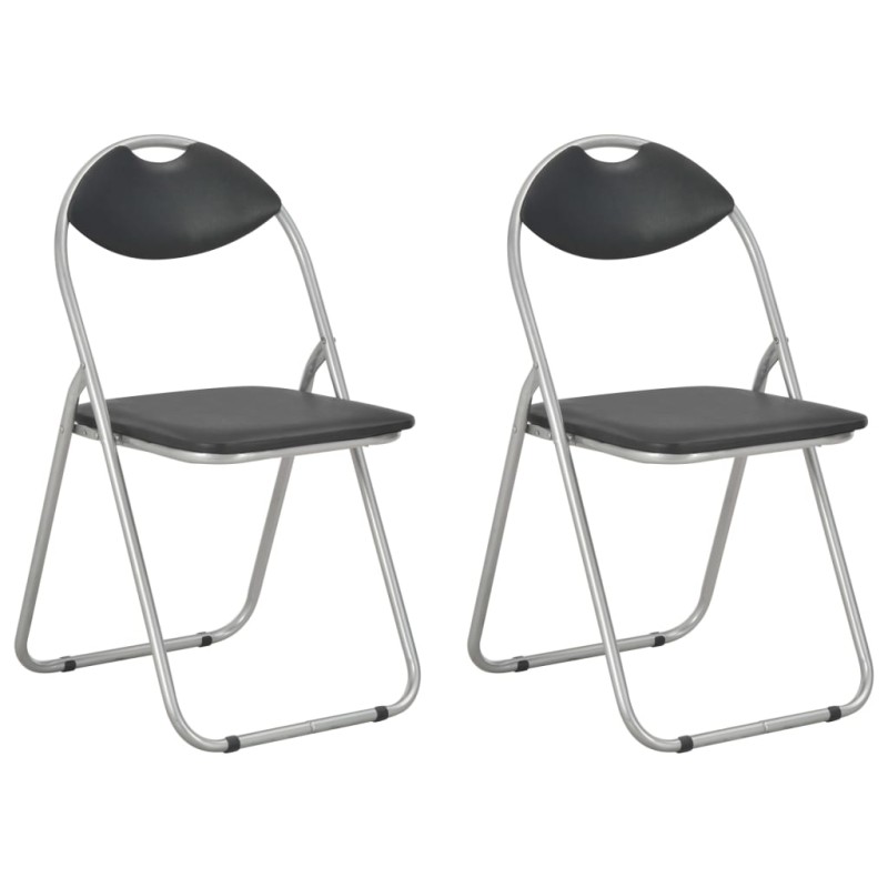 Klappbare Esszimmerstühle 2 Stk. Schwarz Kunstleder Klappbare Esszimmerstühle 2 Stk. Schwarz Kunstleder