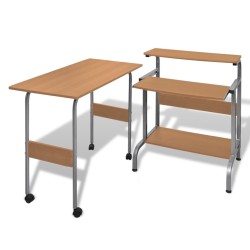 Computertisch Schreibtisch Computerwagen PC Tisch Bürotisch Braun